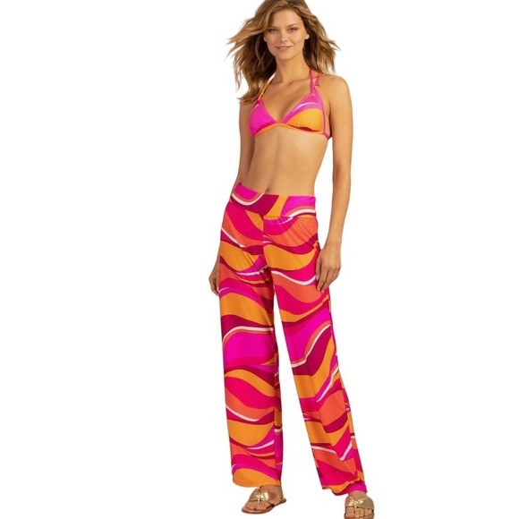 Trina Turk Vivid Vista Swim Pant M? S? Pink Orange Cover Up
